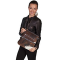 Hair On Calf Leather Handbag w/ Top Zip Closure